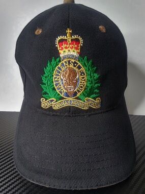Police Black Baseball Cap with Multicolor Embroidered Crest
